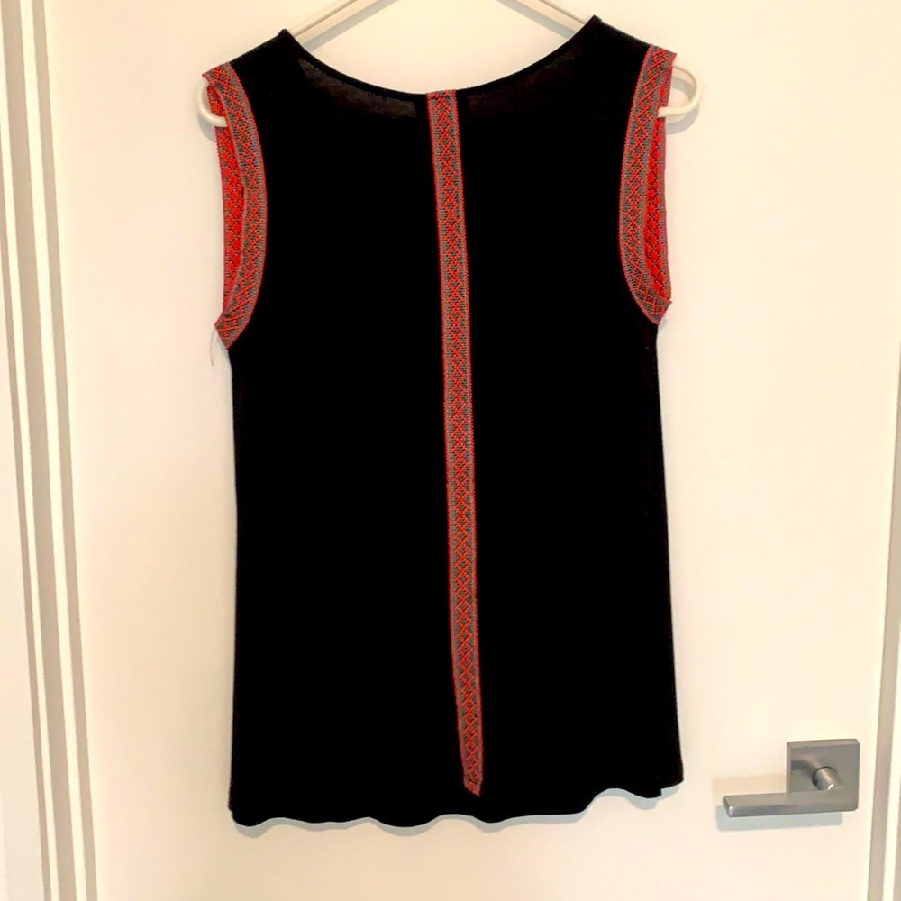 NWT W5 Black Sleeveless Top with Embroidery